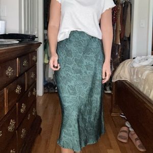 A New Day, Turquoise Snake Print Midi Skirt